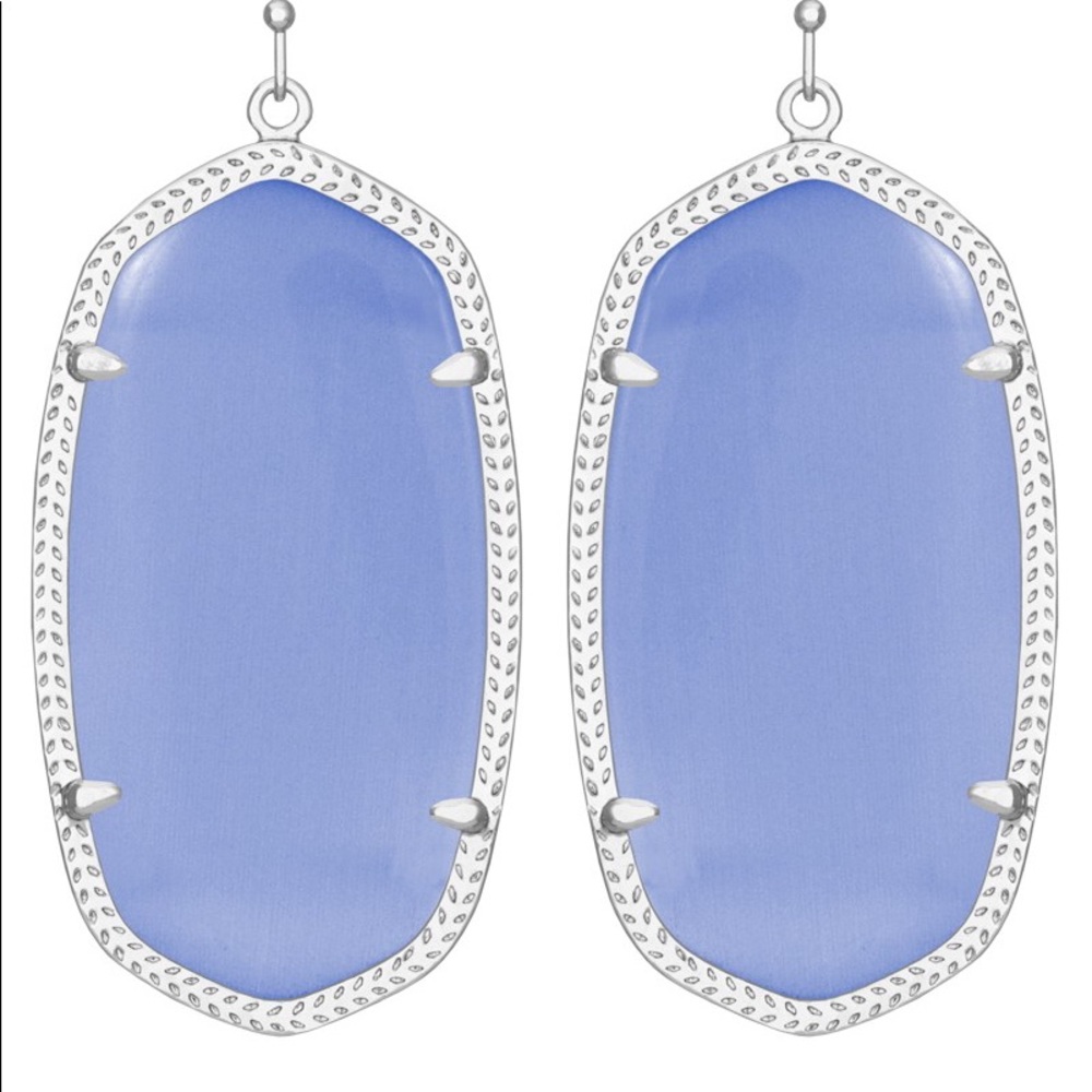 NWT Rare & Retired Kendra Scott Danielle Earrings Periwinkle Cats Eye & Silver! - Picture 5 of 10